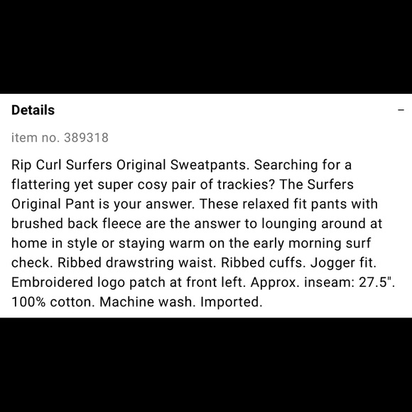 NWT Rip Curl Surfers Original Sweatpants - Picture 6 of 6